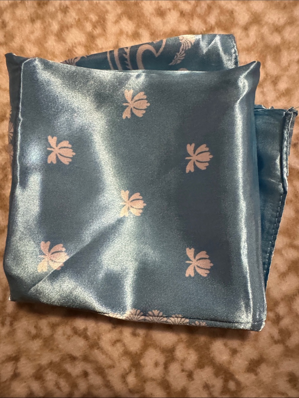 NEW Pack of Six Satin Floral Scarves - Orange, Teal, Rose, Peach, Blue, Yellow - Picture 8 of 8